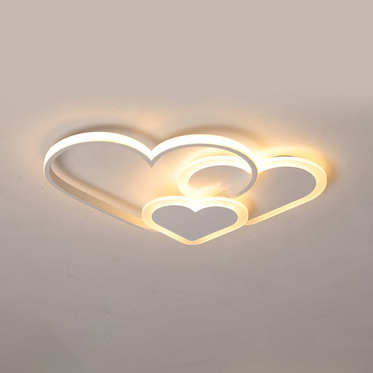 Contemporary Acrylic Led Flush Ceiling Light Fixture - Loving Heart Design For Bedrooms White / 16.5