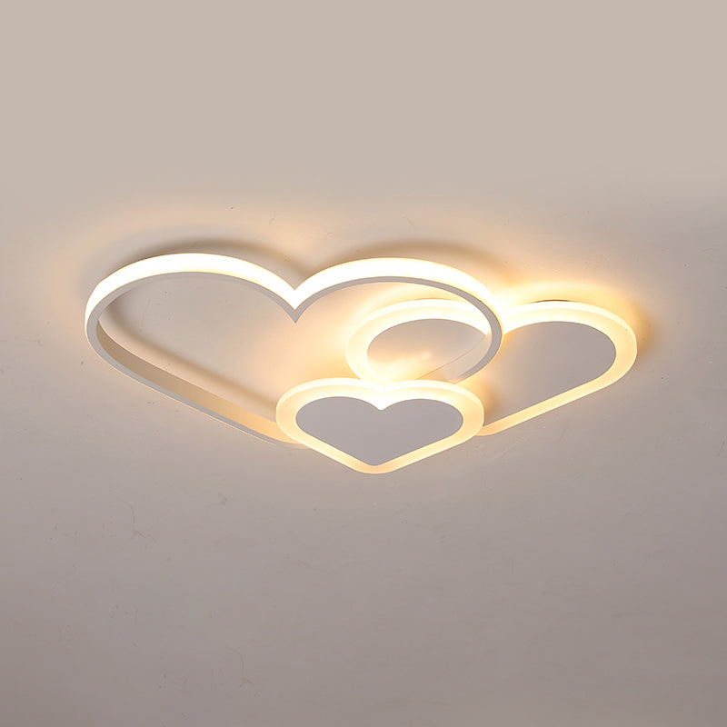 Contemporary Acrylic LED Flush Ceiling Light Fixture - Loving Heart Design for Bedrooms