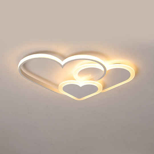 Contemporary Acrylic Led Flush Ceiling Light Fixture - Loving Heart Design For Bedrooms White / 16.5
