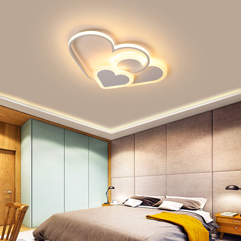 Contemporary Acrylic LED Flush Ceiling Light Fixture - Loving Heart Design for Bedrooms