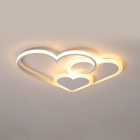 Contemporary Acrylic LED Flush Ceiling Light Fixture - Loving Heart Design for Bedrooms
