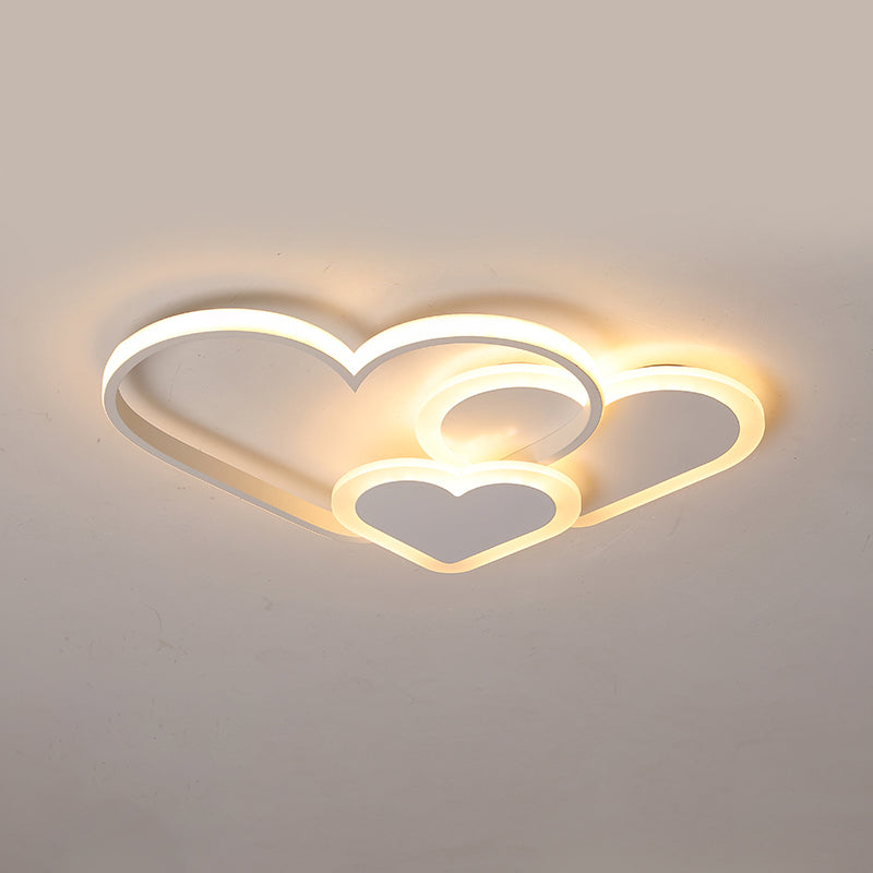 Contemporary Acrylic Led Flush Ceiling Light Fixture - Loving Heart Design For Bedrooms White / 16.5