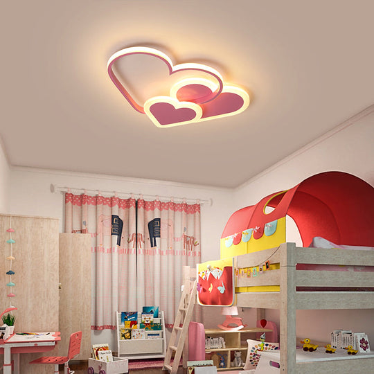Contemporary Acrylic LED Flush Ceiling Light Fixture - Loving Heart Design for Bedrooms