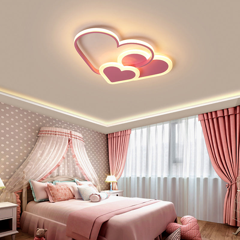 Contemporary Acrylic LED Flush Ceiling Light Fixture - Loving Heart Design for Bedrooms
