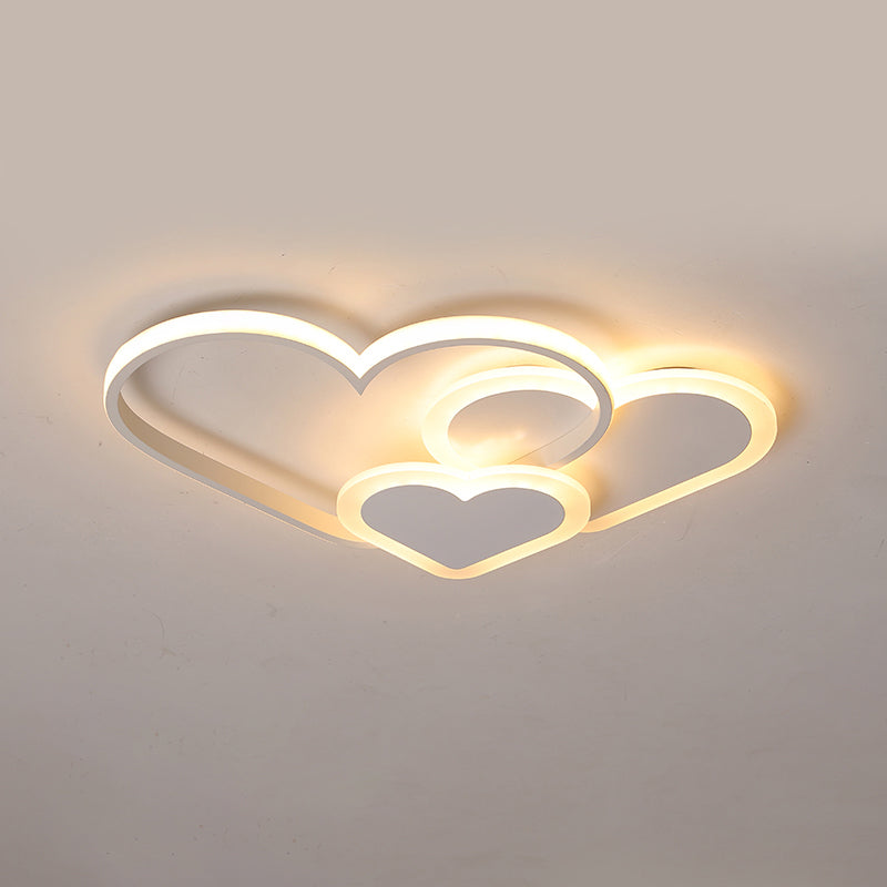 Contemporary Acrylic LED Flush Ceiling Light Fixture - Loving Heart Design for Bedrooms