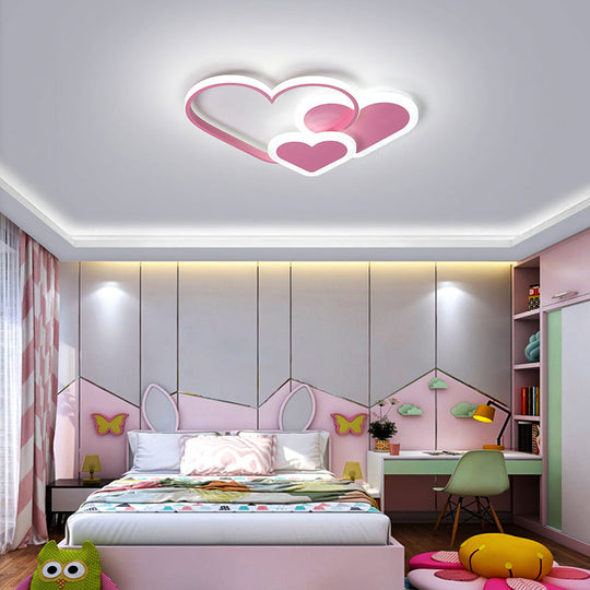 Contemporary Acrylic LED Flush Ceiling Light Fixture - Loving Heart Design for Bedrooms