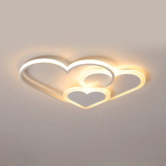 Contemporary Acrylic Led Flush Ceiling Light Fixture - Loving Heart Design For Bedrooms White / 20.5