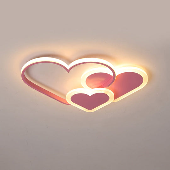 Contemporary Acrylic LED Flush Ceiling Light Fixture - Loving Heart Design for Bedrooms