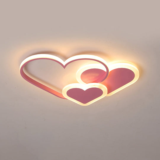 Contemporary Acrylic LED Flush Ceiling Light Fixture - Loving Heart Design for Bedrooms