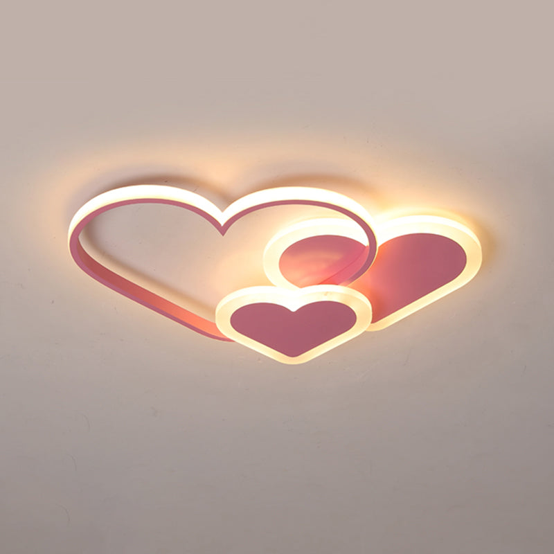 Contemporary Acrylic LED Flush Ceiling Light Fixture - Loving Heart Design for Bedrooms