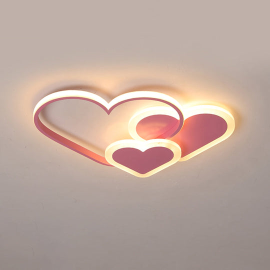 Contemporary Acrylic LED Flush Ceiling Light Fixture - Loving Heart Design for Bedrooms
