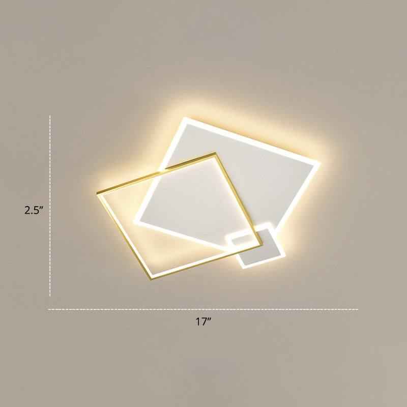 Contemporary Led Flush Mount Metal Ceiling Light For Bedrooms White-Gold / 16 Square Plate
