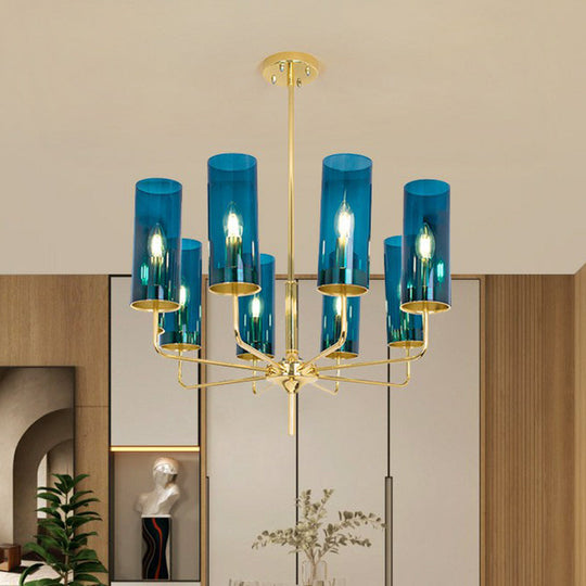 Postmodern Glass Brass Finish Chandelier for Living Room