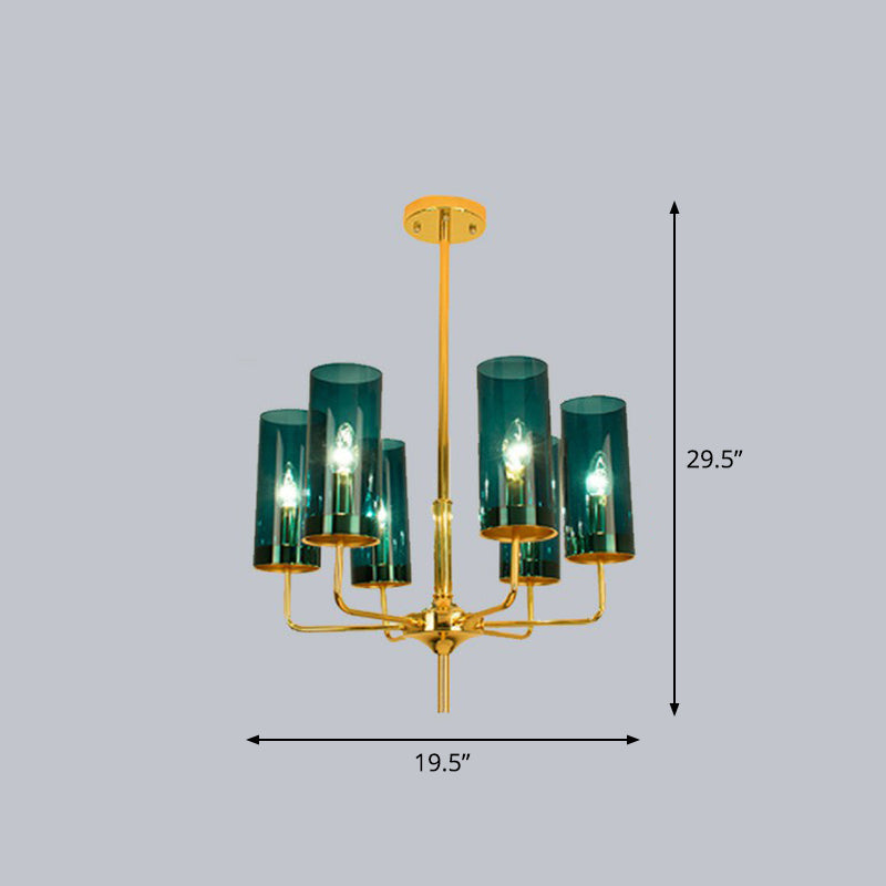 Postmodern Glass Brass Finish Chandelier for Living Room