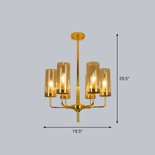 Postmodern Glass Brass Finish Chandelier for Living Room