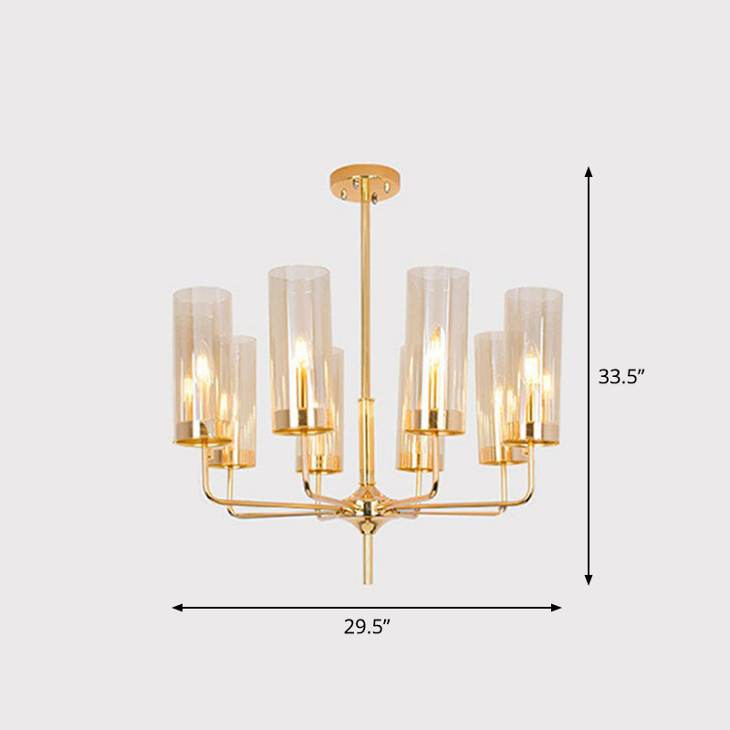 Postmodern Glass Brass Finish Chandelier for Living Room