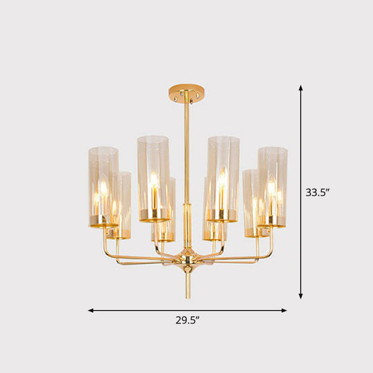 Postmodern Glass Brass Finish Chandelier for Living Room