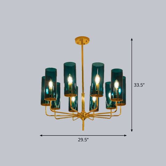 Postmodern Glass Brass Finish Chandelier for Living Room