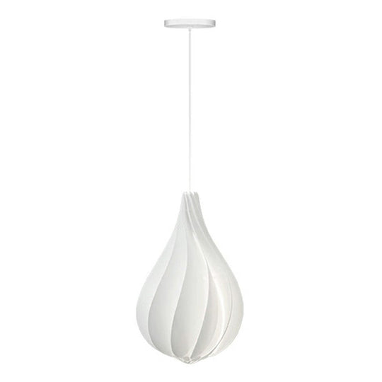 Modern White Drop-Shaped Pendant Light For Living Room Decor - Single Bulb Plastic Lamp
