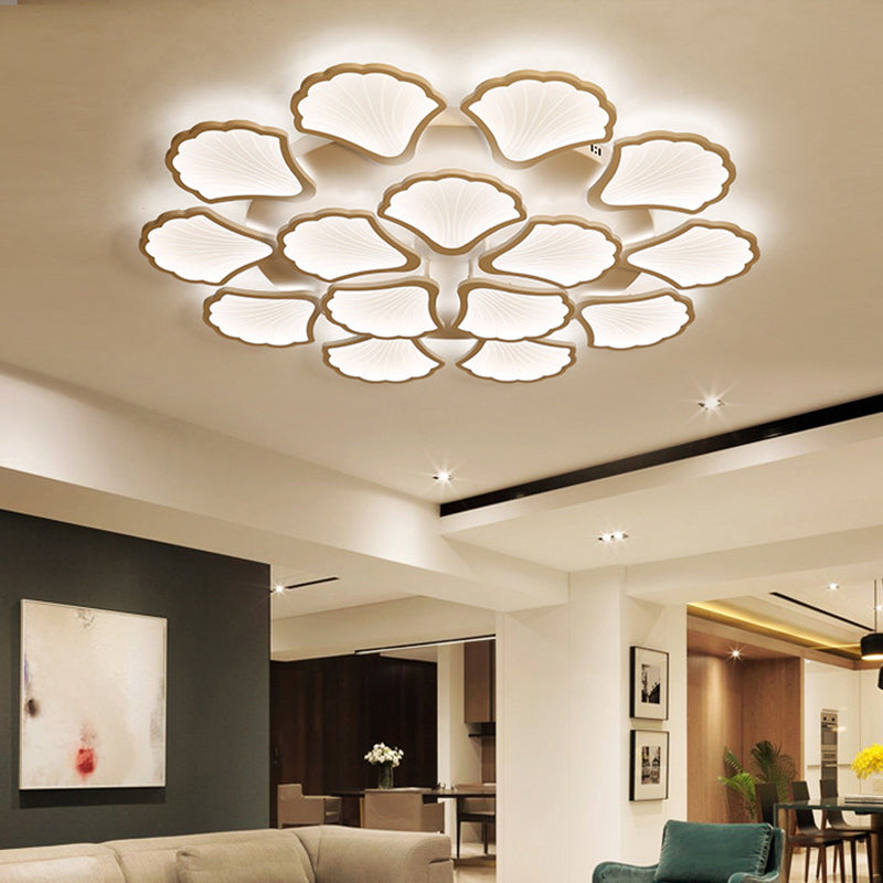 Modern White LED Ginkgo Leaf Ceiling Light for Living Room