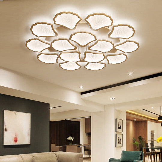 Modern White LED Ginkgo Leaf Ceiling Light for Living Room
