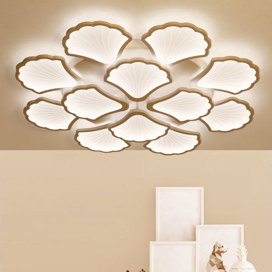Modern White LED Ginkgo Leaf Ceiling Light for Living Room