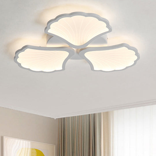 Modern White LED Ginkgo Leaf Ceiling Light for Living Room
