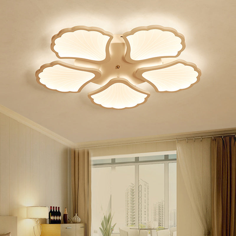 Modern White LED Ginkgo Leaf Ceiling Light for Living Room