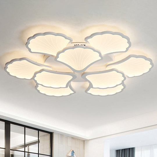 Modern White LED Ginkgo Leaf Ceiling Light for Living Room