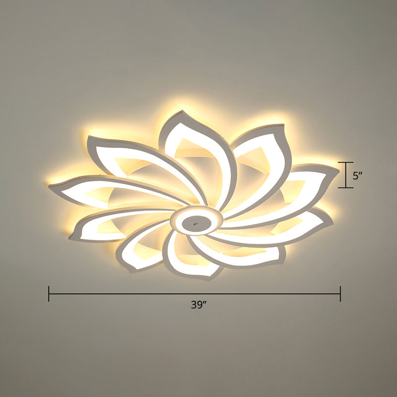 Simplicity Sunflower LED Flush Mount Ceiling Light Fixture in White - Perfect for Living Room