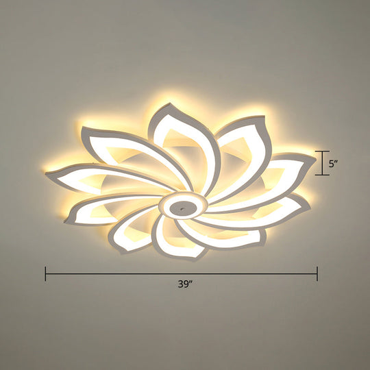 Simplicity Sunflower LED Flush Mount Ceiling Light Fixture in White - Perfect for Living Room