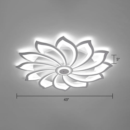 Simplicity Sunflower LED Flush Mount Ceiling Light Fixture in White - Perfect for Living Room