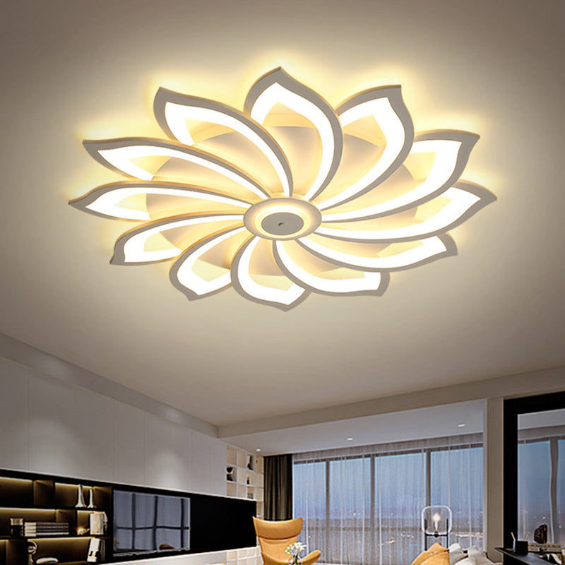 Simplicity Sunflower LED Flush Mount Ceiling Light Fixture in White - Perfect for Living Room