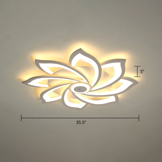 Simplicity Sunflower LED Flush Mount Ceiling Light Fixture in White - Perfect for Living Room