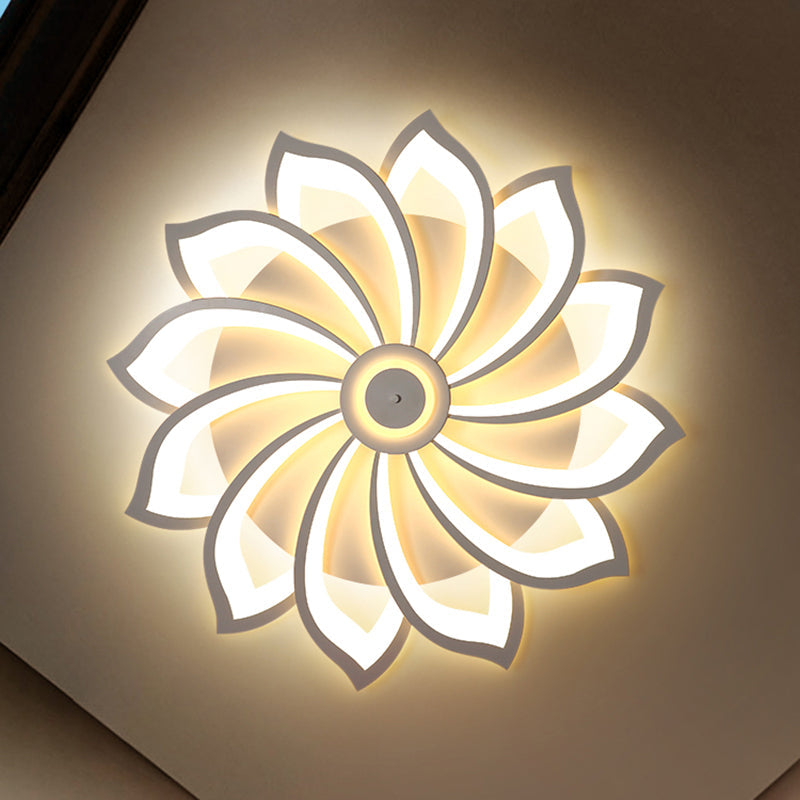 Simplicity Sunflower LED Flush Mount Ceiling Light Fixture in White - Perfect for Living Room