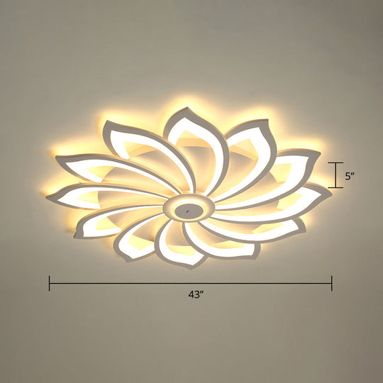 Simplicity Sunflower LED Flush Mount Ceiling Light Fixture in White - Perfect for Living Room