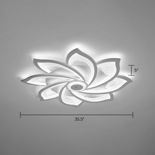 Simplicity Sunflower LED Flush Mount Ceiling Light Fixture in White - Perfect for Living Room