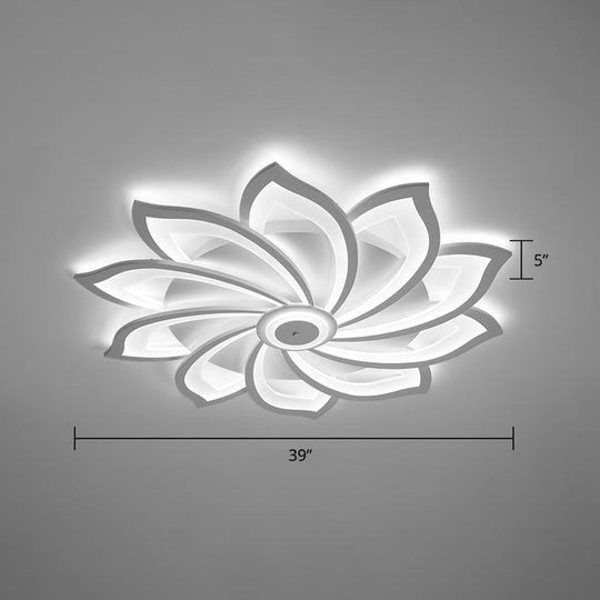 Simplicity Sunflower LED Flush Mount Ceiling Light Fixture in White - Perfect for Living Room