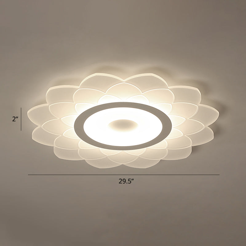Simplicity White Acrylic Sunflower Flushmount Led Ceiling Lamp For Bedroom / 29.5 Third Gear
