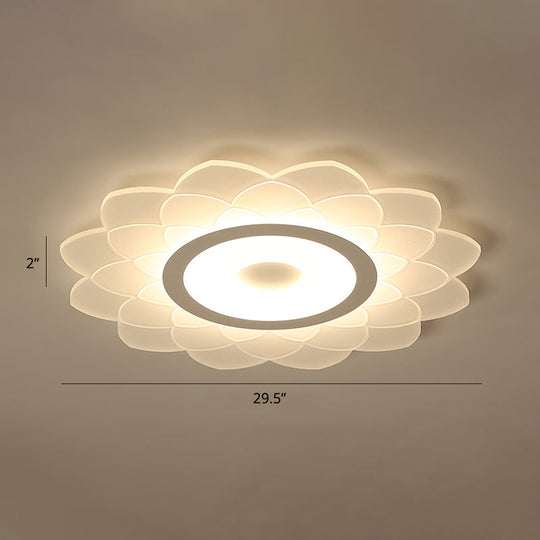 Simplicity White Acrylic Sunflower Flushmount LED Ceiling Lamp for Bedroom