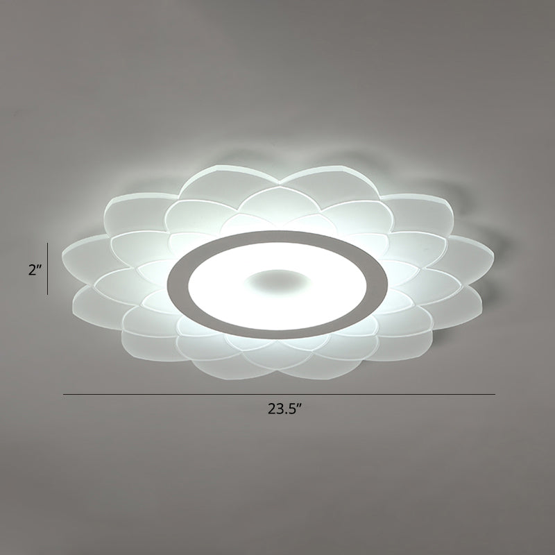 Simplicity White Acrylic Sunflower Flushmount LED Ceiling Lamp for Bedroom