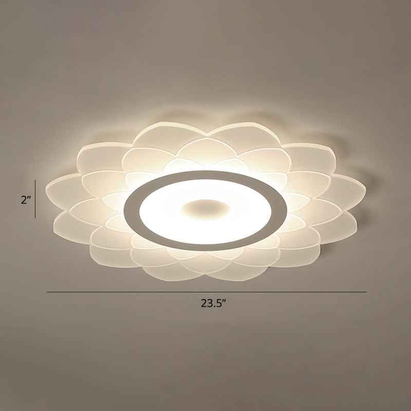 Simplicity White Acrylic Sunflower Flushmount Led Ceiling Lamp For Bedroom / 23.5 Third Gear