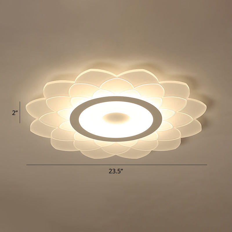 Simplicity White Acrylic Sunflower Flushmount LED Ceiling Lamp for Bedroom