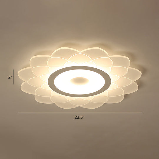 Simplicity White Acrylic Sunflower Flushmount LED Ceiling Lamp for Bedroom