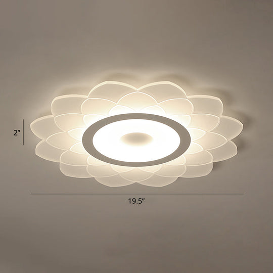 Simplicity White Acrylic Sunflower Flushmount LED Ceiling Lamp for Bedroom