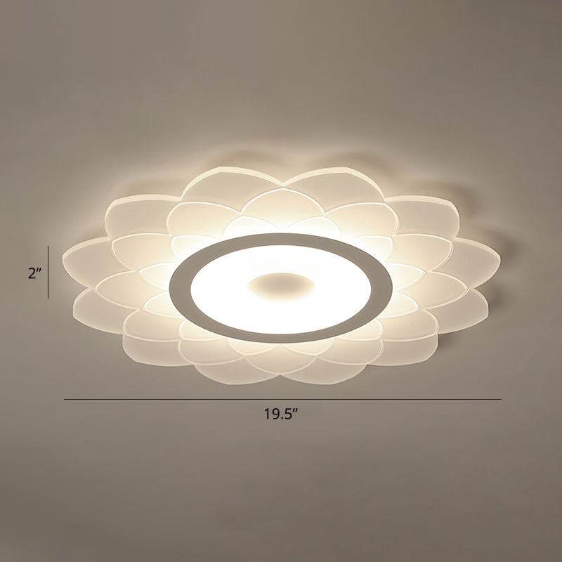 Simplicity White Acrylic Sunflower Flushmount Led Ceiling Lamp For Bedroom / 19.5 Third Gear