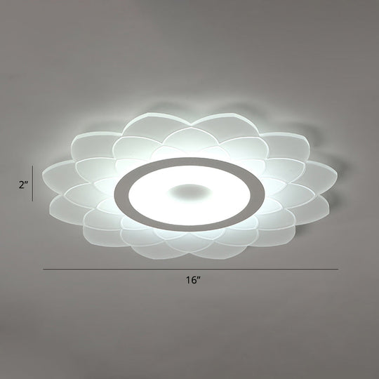 Simplicity White Acrylic Sunflower Flushmount LED Ceiling Lamp for Bedroom