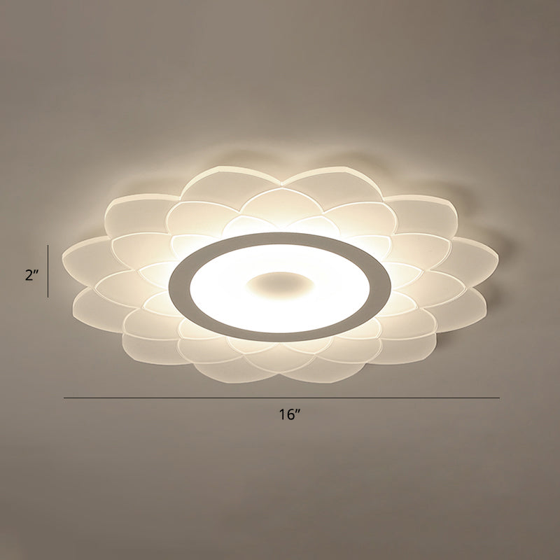 Simplicity White Acrylic Sunflower Flushmount LED Ceiling Lamp for Bedroom