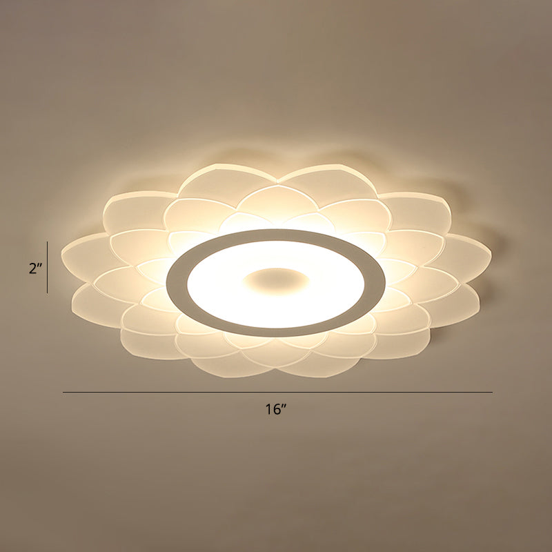 Simplicity White Acrylic Sunflower Flushmount LED Ceiling Lamp for Bedroom