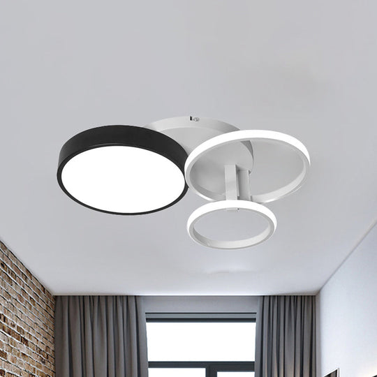 Modern Black Acrylic Ceiling Mounted Light for Living Room - Circular, Close to Ceiling Design with 3/5 Lights